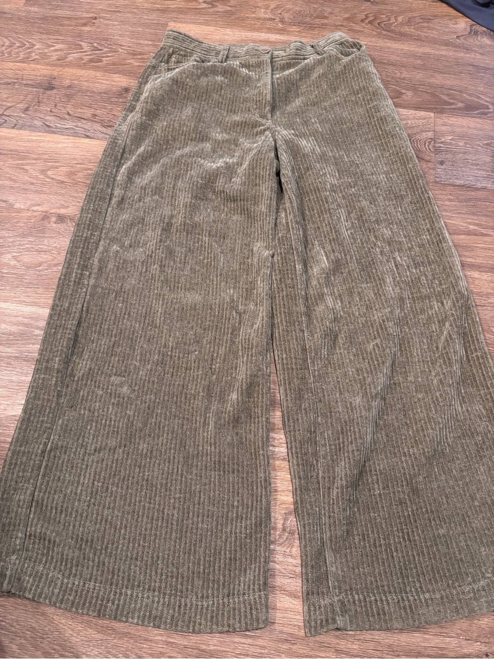 Industry Republic Corduroy Wide Leg Pants Olive Green High Rise Womens 6